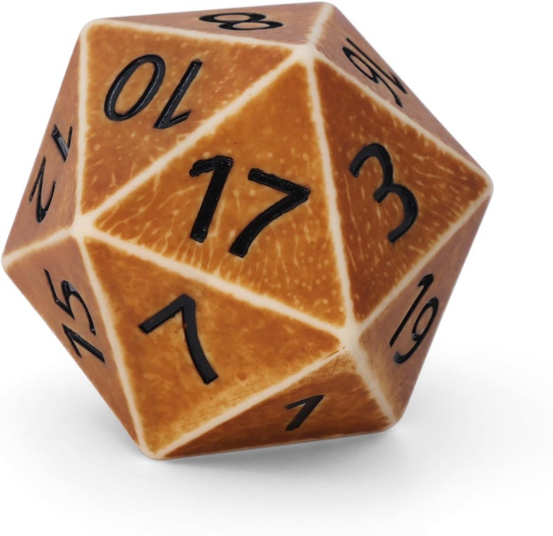 CSITORWWE Retro Style 55mm Giant D20 Dice,20 Sided Resin Dice with Velvet Pouch, Titan Polyhedral Dice for TTRPG Tabletop Gaming,Dungeon Masters,RPG Adventures(Yellow Ancient) - Image 1